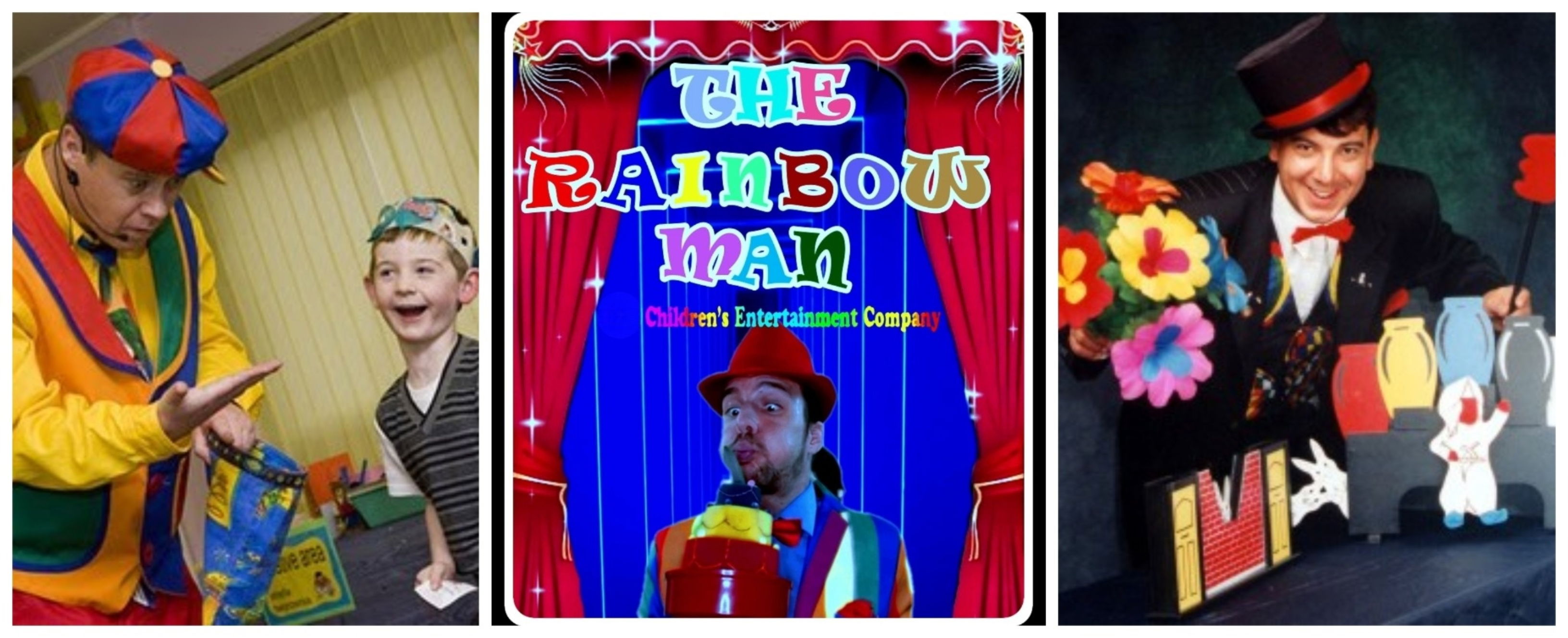 Kids party entertainer performing a colorful clown and magic show for children at a birthday party in Toronto