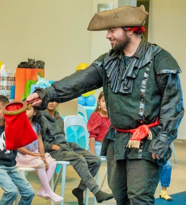 Pirate party entertainer performing an interactive kids birthday party show in Toronto
