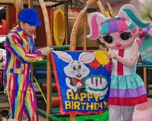 Kids party characters including Spiderman, princess and emoji mascot entertaining children at a Toronto birthday party