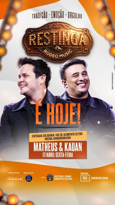 Restinga Rodeo Music 2026 agita a região a partir desta sexta com show de Matheus & Kauan e Erik Breslau