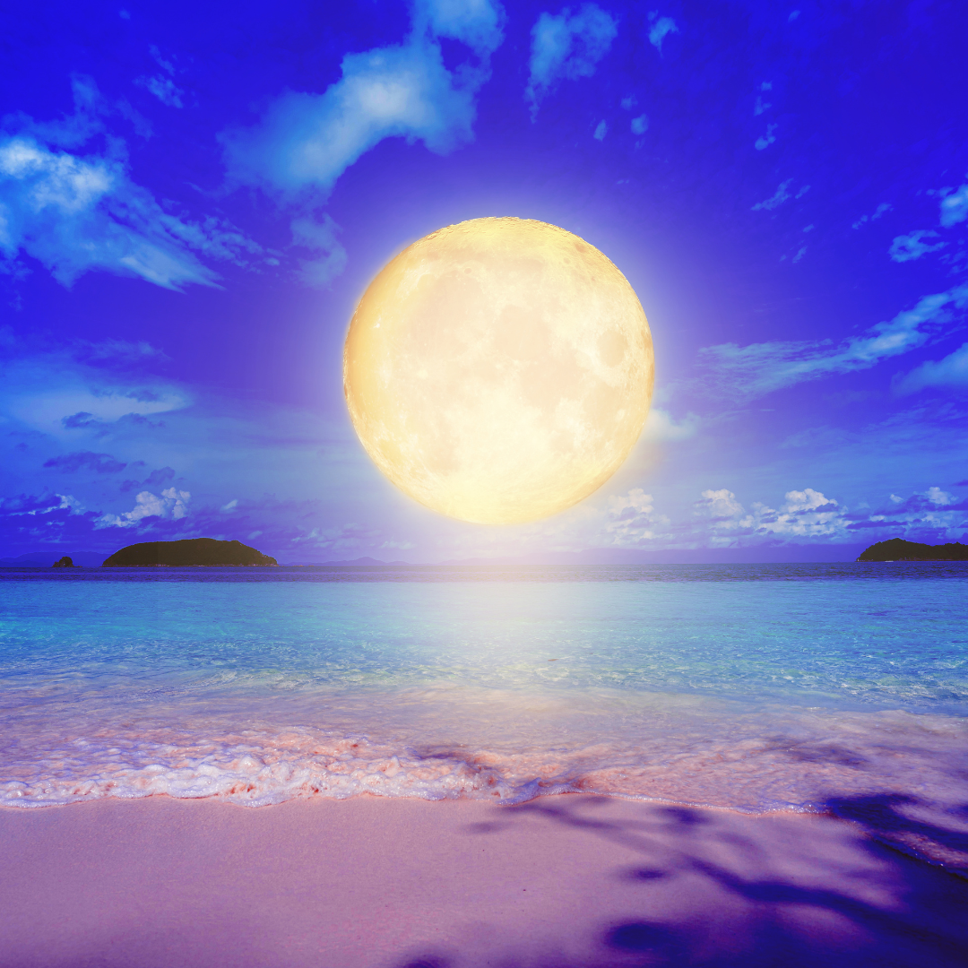 Luna piena che illumina le acque del mare