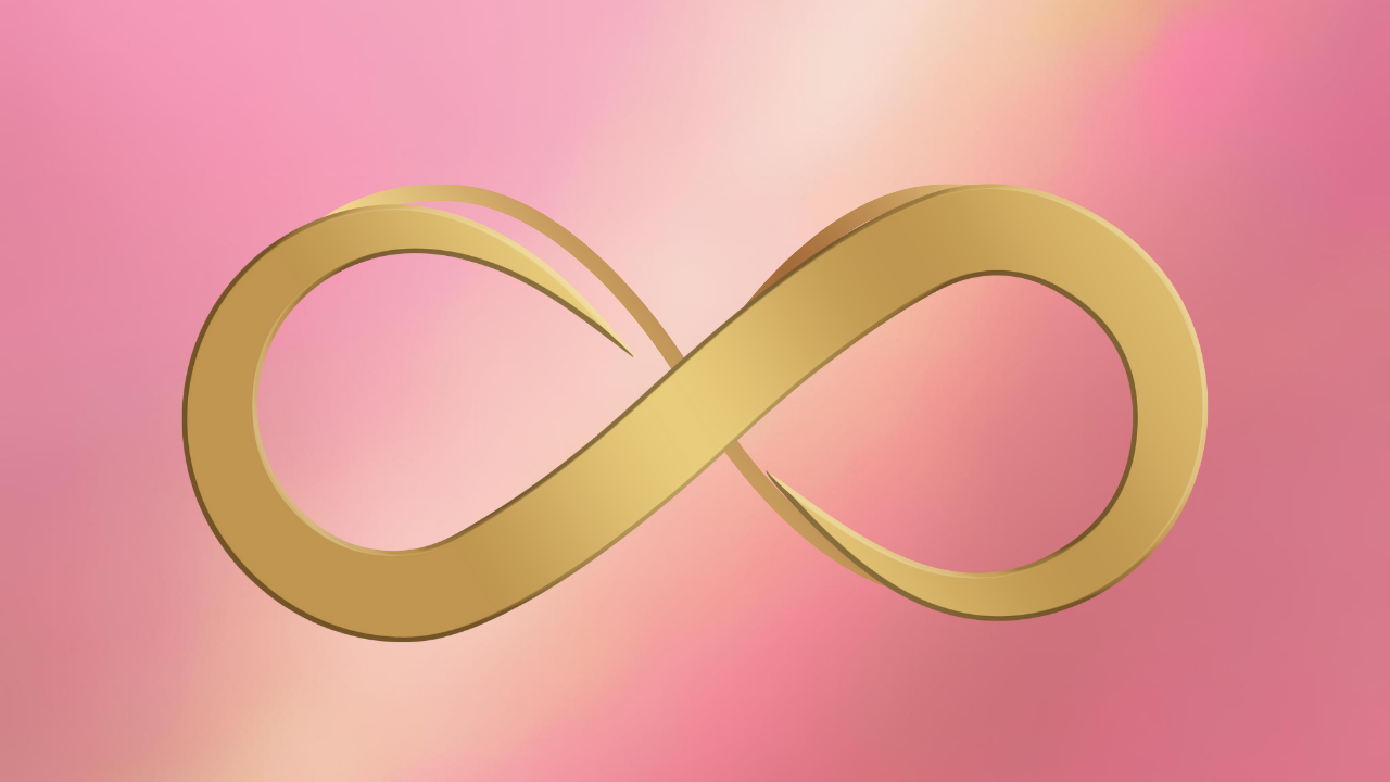 simbolo dell'infinito, su sfondo rosa