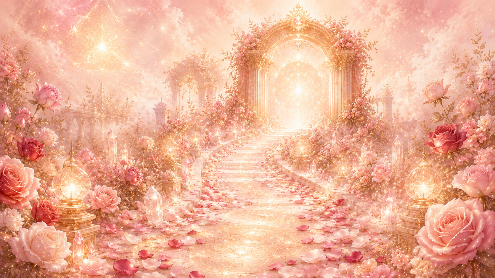 una via costellata di petali di rosa