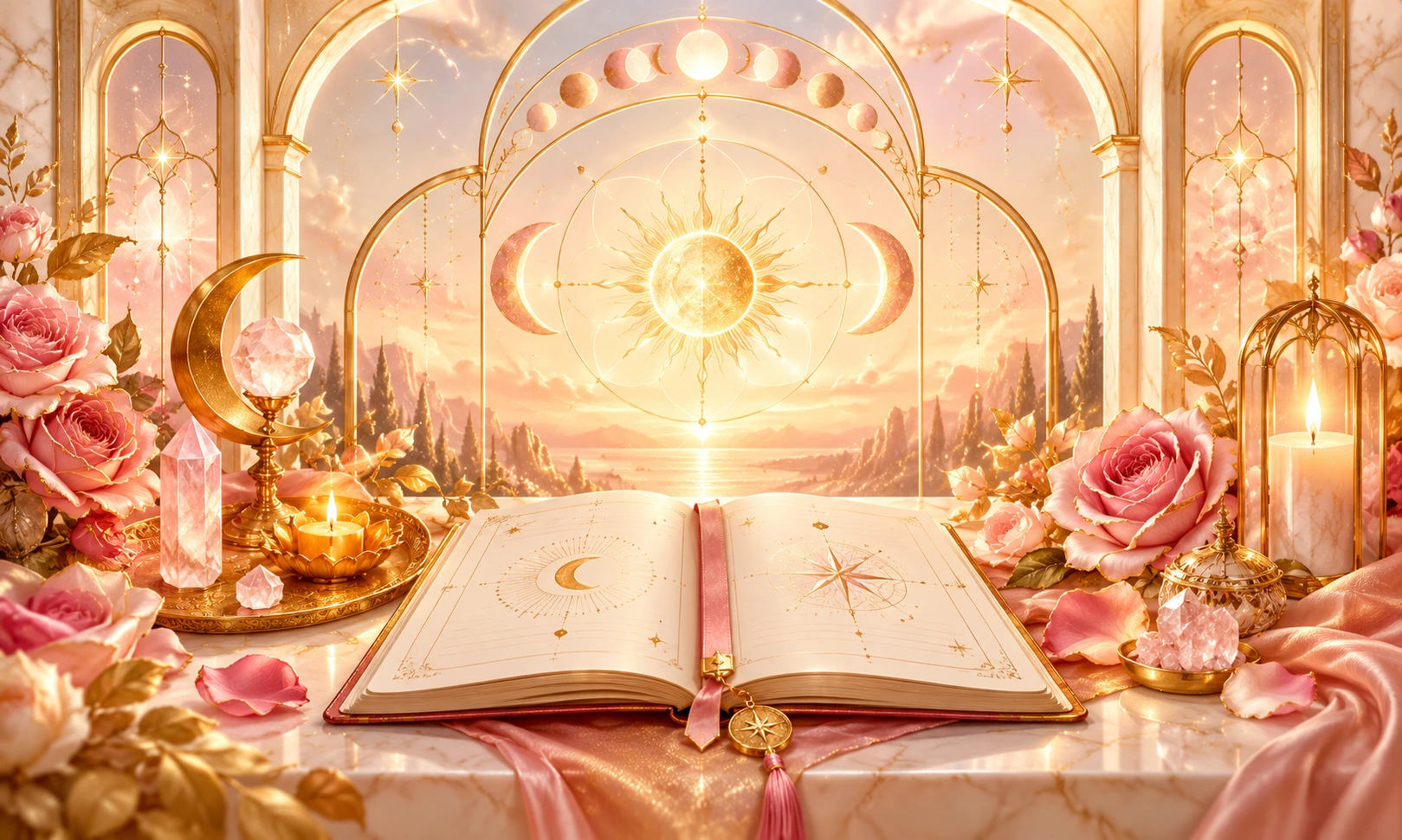  Grafica esoterica e spirituale dedicata al percorso della Sacerdotessa della Rosa e al Lignaggio della Rosa Cristica. Contenuto creato da