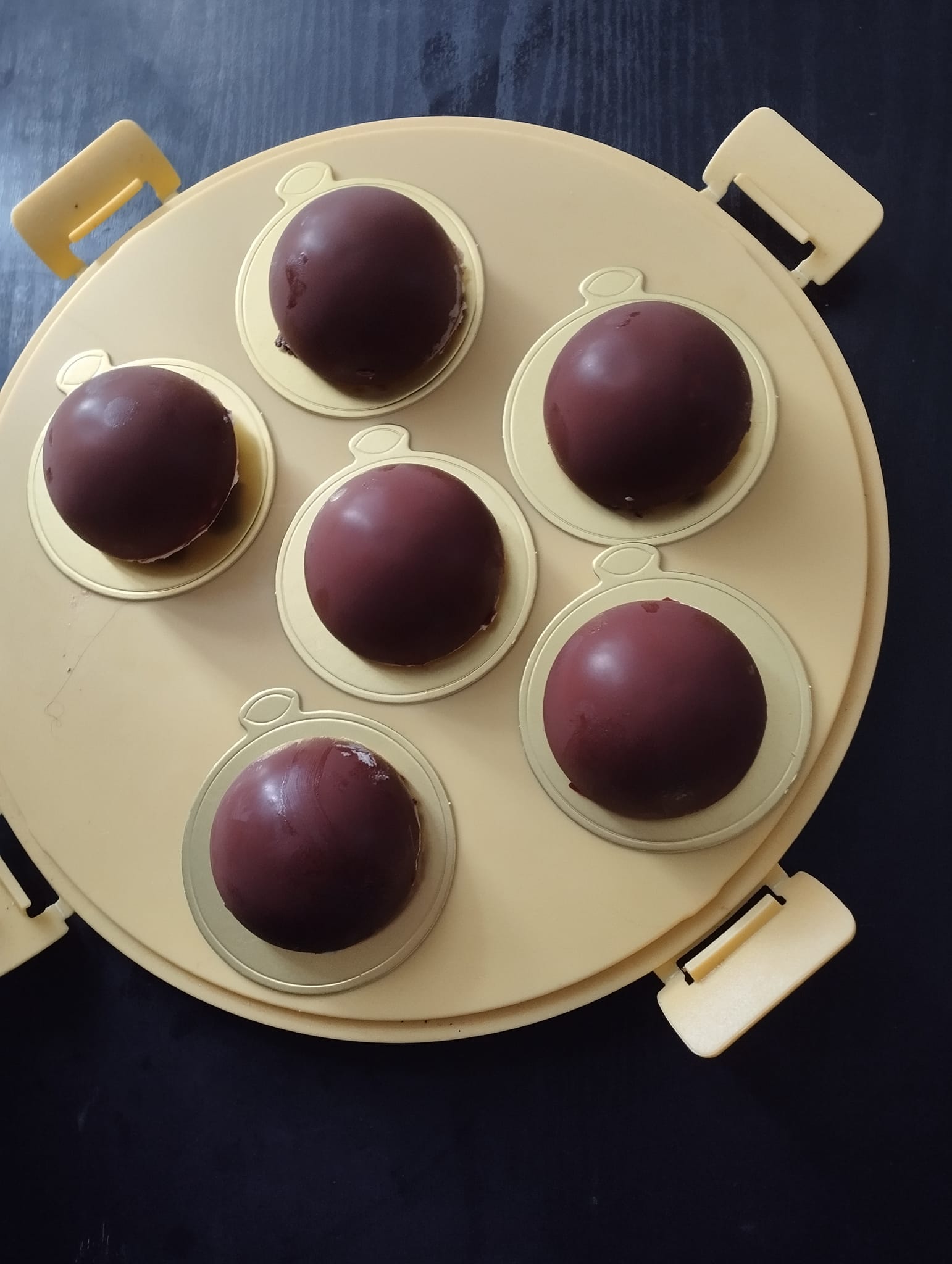 Dôme Chocolat, Mousse Vanille et Insert Framboise