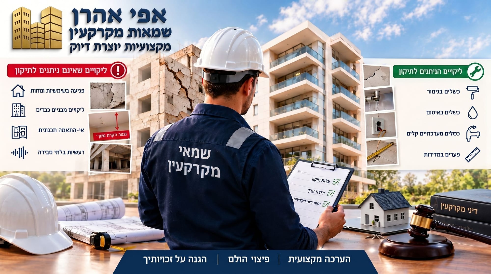 ליקויי בנייה – ההבחנה הקריטית ותפקיד שמאי המקרקעין, מאת: אפי אהרן שמאי מקרקעין