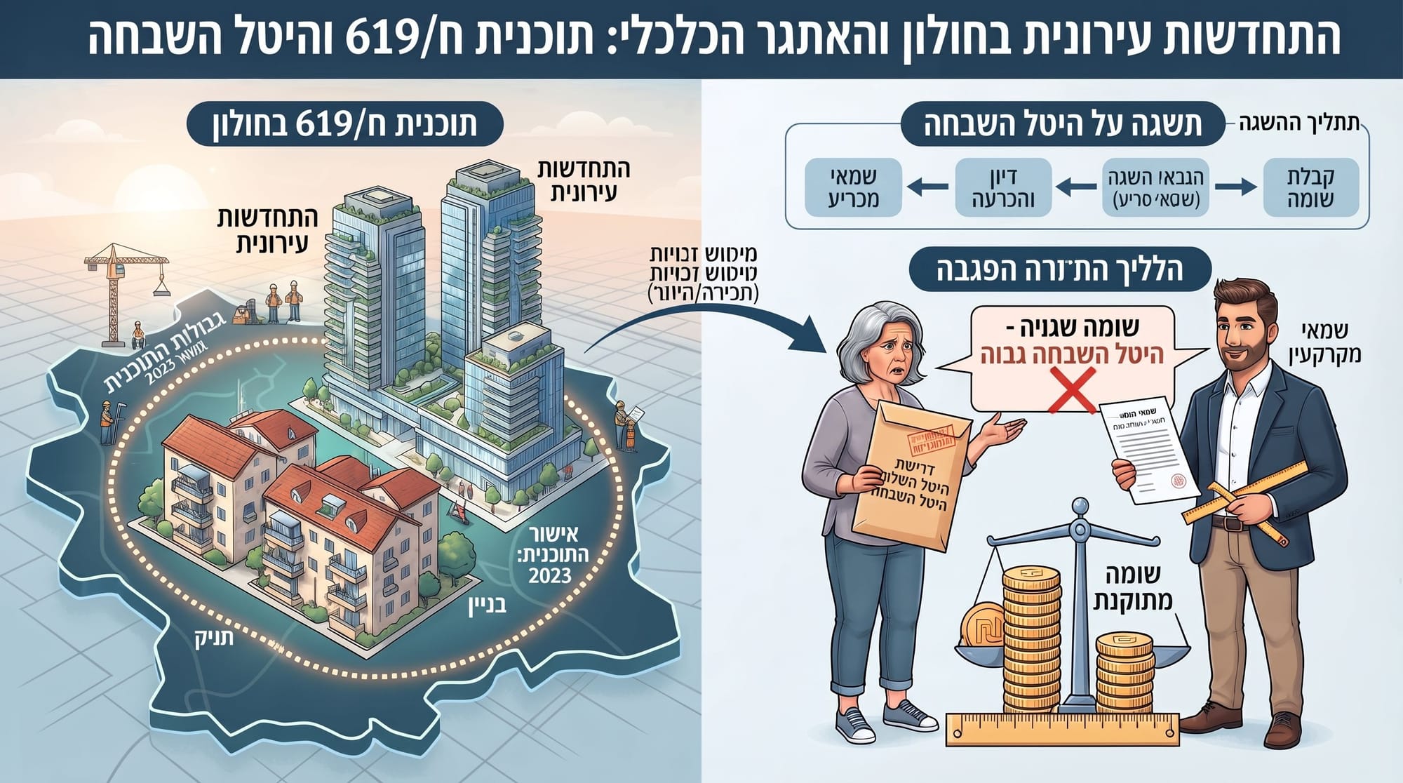 תכנית ח/619 בחולון והשגה על היטל השבחה באמצעות שמאי מקרקעין