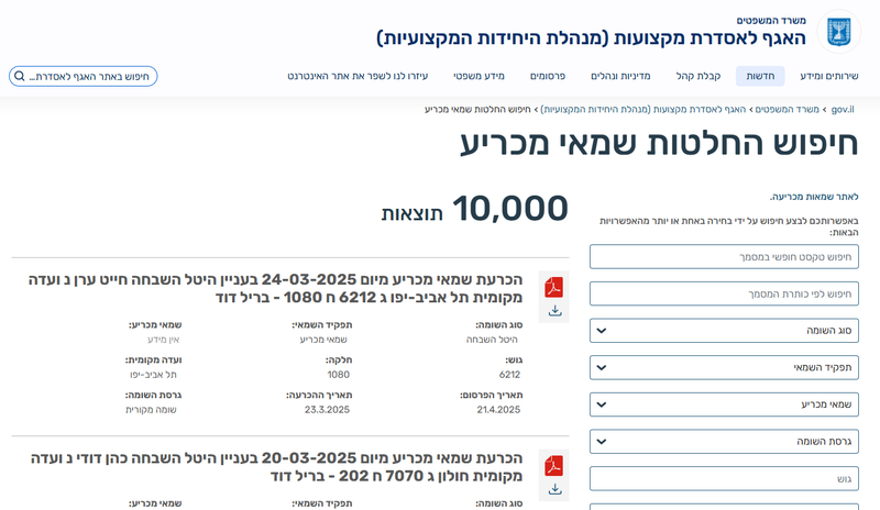 חיפוש החלטות שמאי מכריע