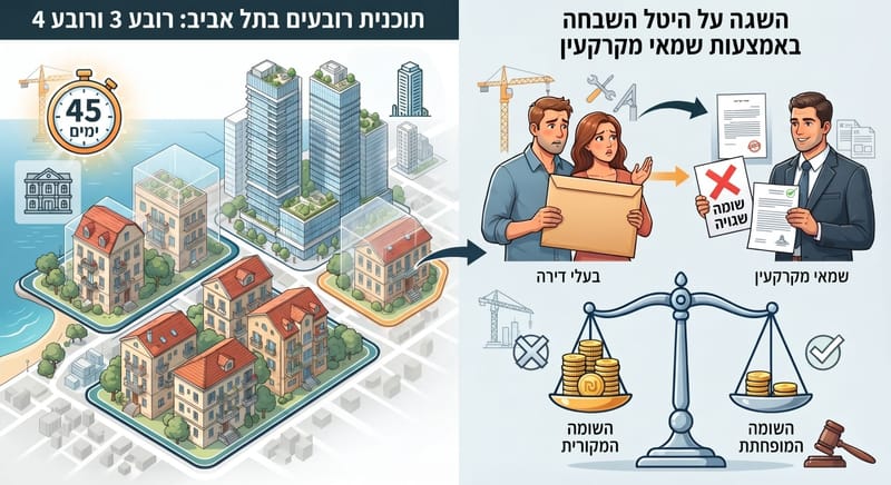 תכניות הרובעים בתל אביב (רובע 3 ורובע 4) והשגה על היטל השבחה באמצעות שמאי מקרקעין, מאת: אפי אהרן שמאי מקרקעין