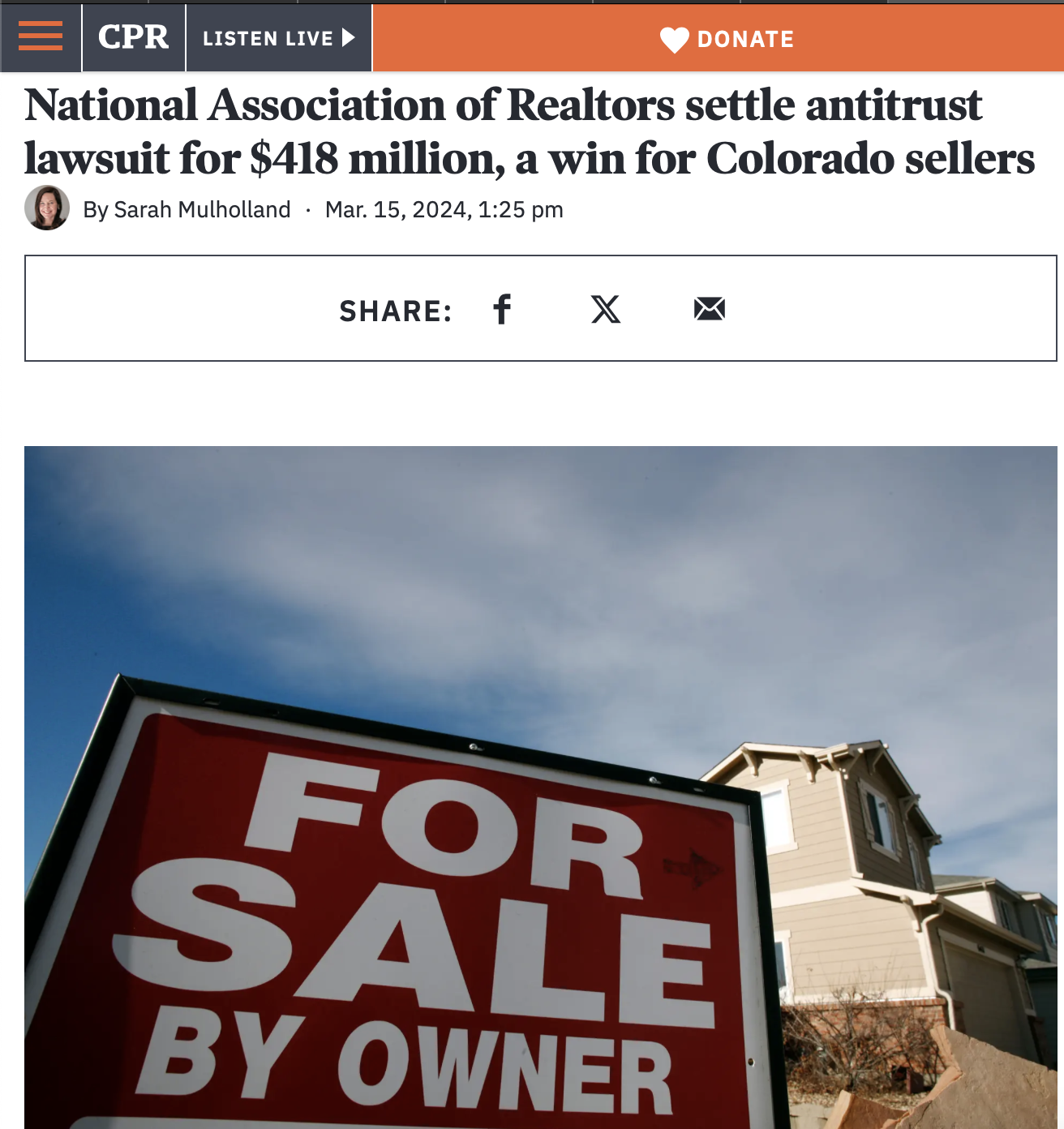 National Association of Realtors settle antitrust lawsuit for $418 million, a win for Colorado Sellers