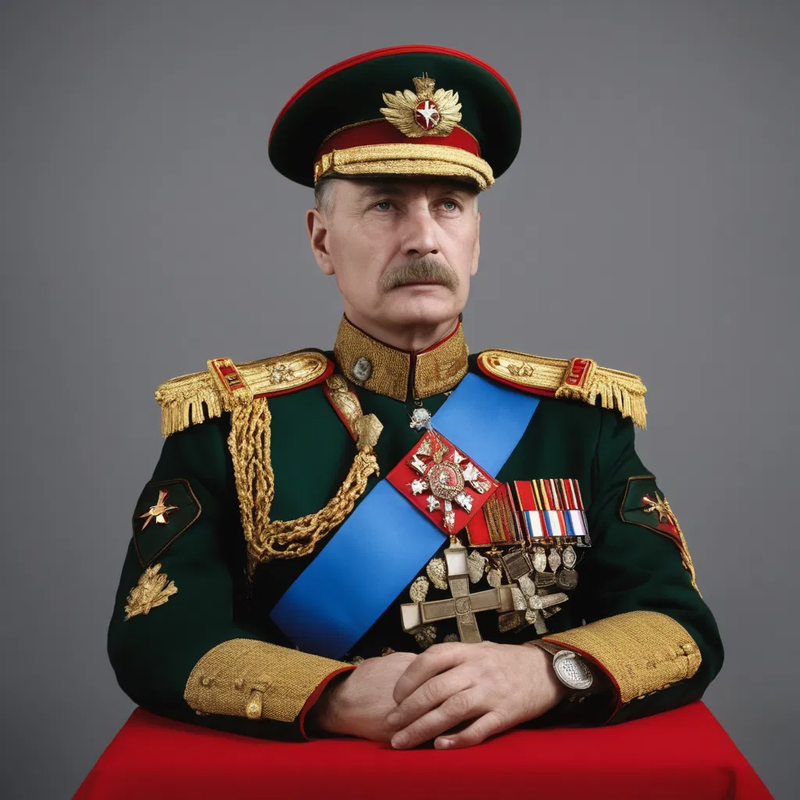 red general bemedalled