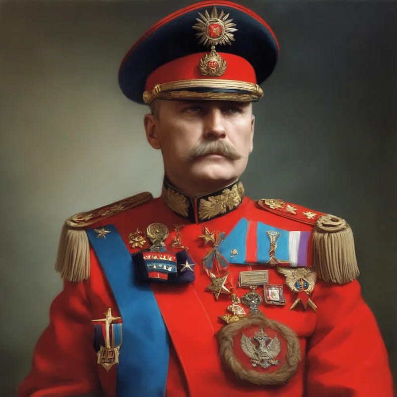 red general bemedalled