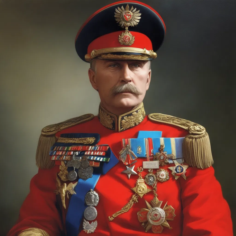 red general bemedalled