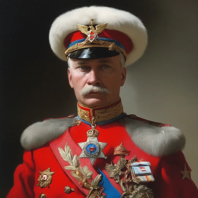 red general bemedalled