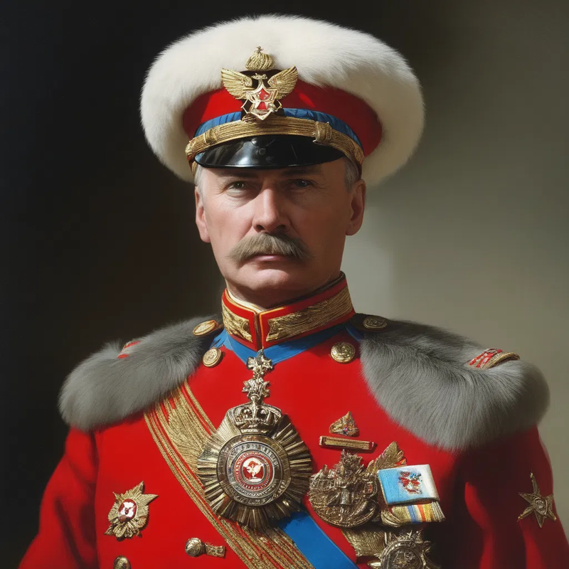 red general bemedalled