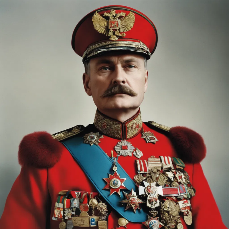 red general bemedalled