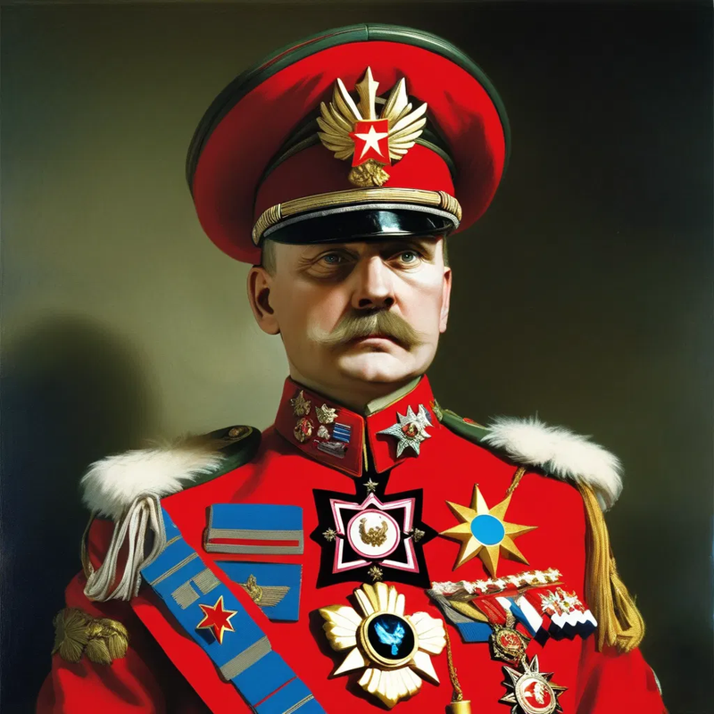 red general bemedalled