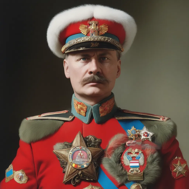 red general bemedalled