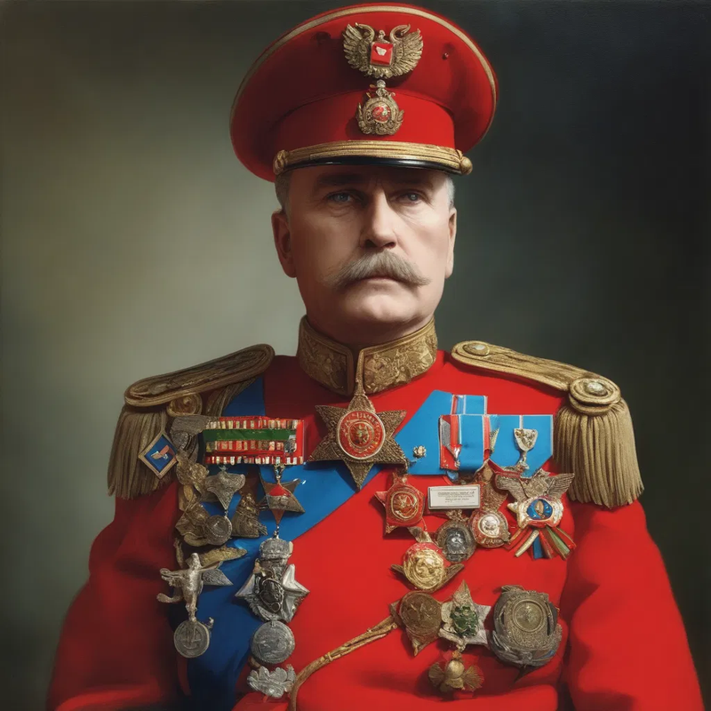 red general bemedalled