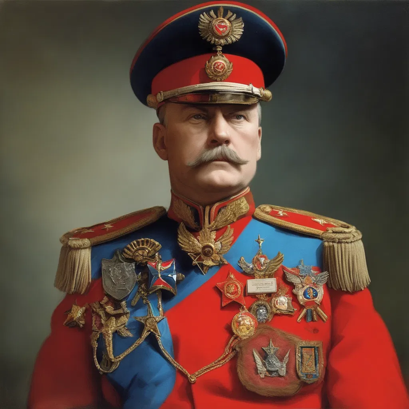 red general bemedalled