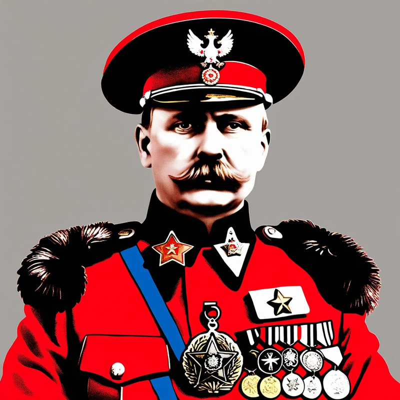 red general bemedalled