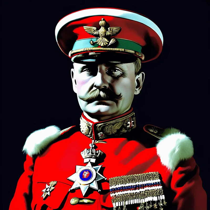 red general bemedalled