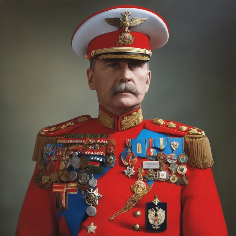 red general bemedalled