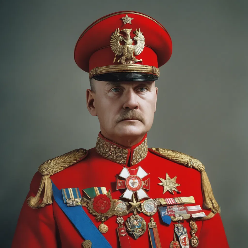 red general bemedalled