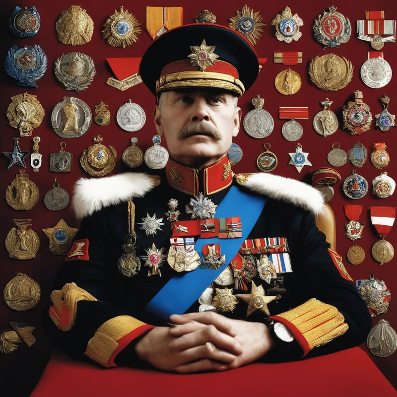 red general bemedalled