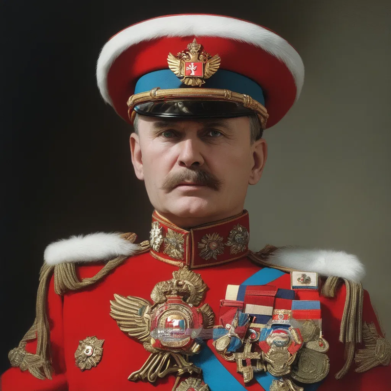 red general bemedalled