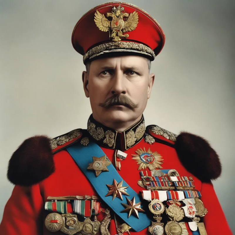 red general bemedalled