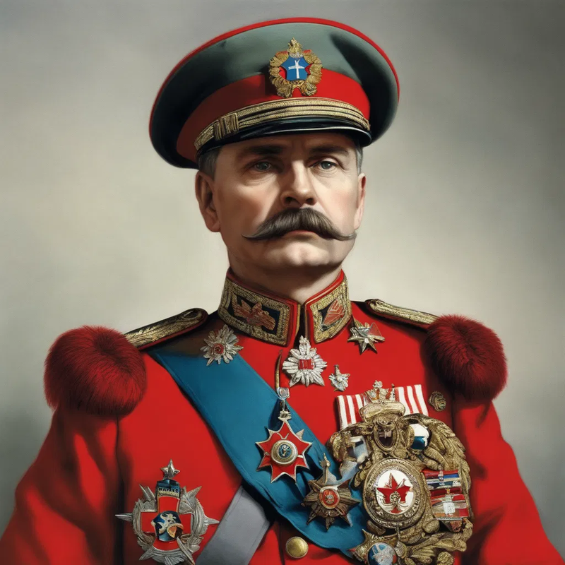 red general bemedalled