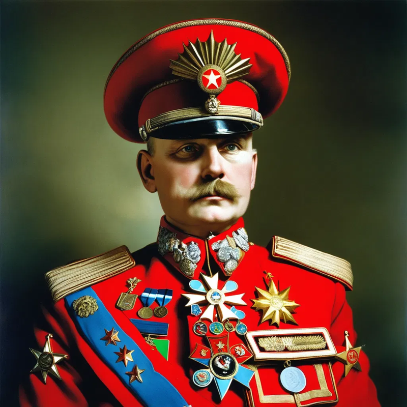 red general bemedalled