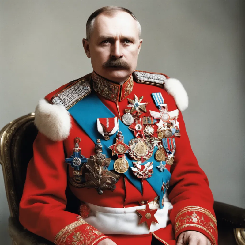 red general bemedalled