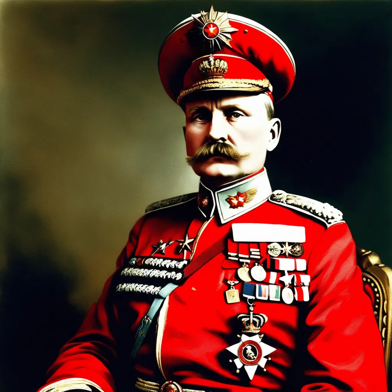 red general bemedalled