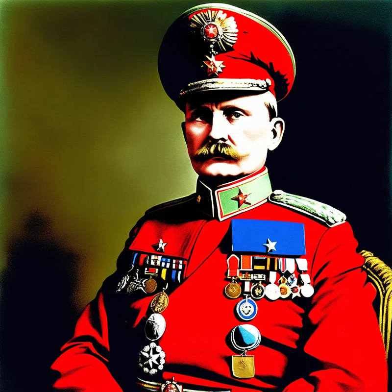 red general bemedalled