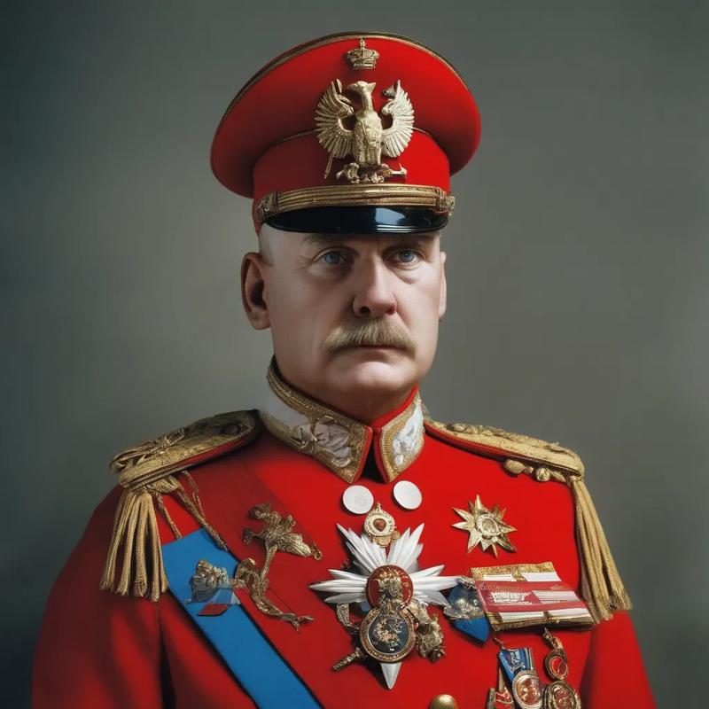 red general bemedalled