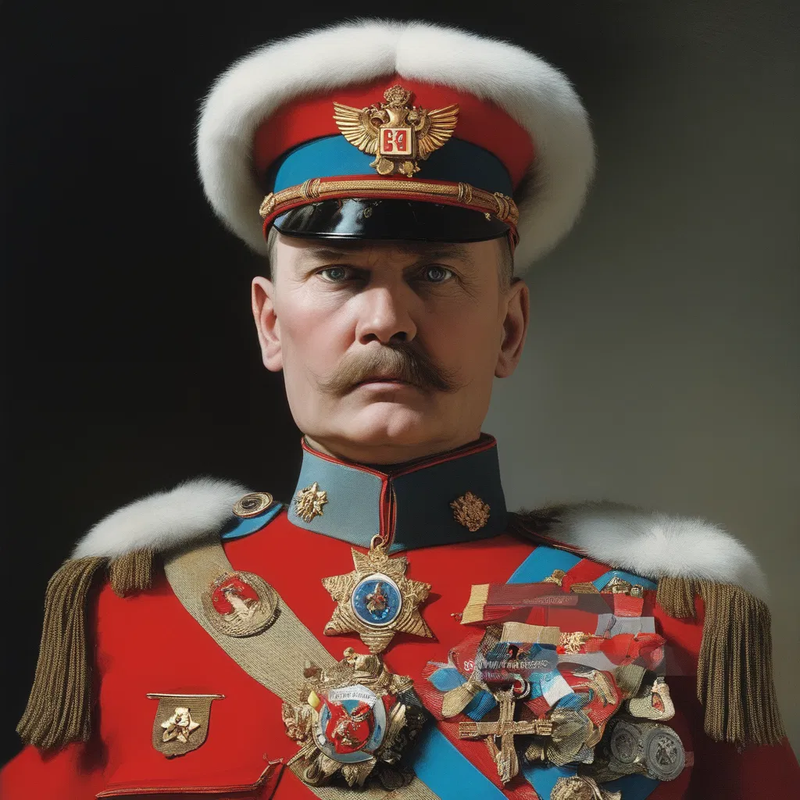 red general bemedalled