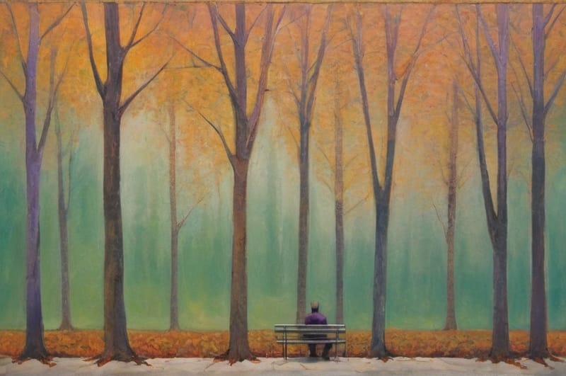 Alone trees bench
