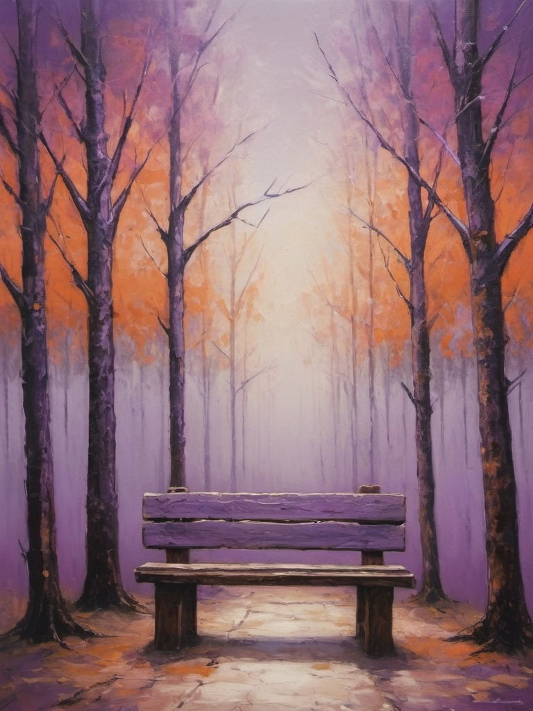 Alone trees bench