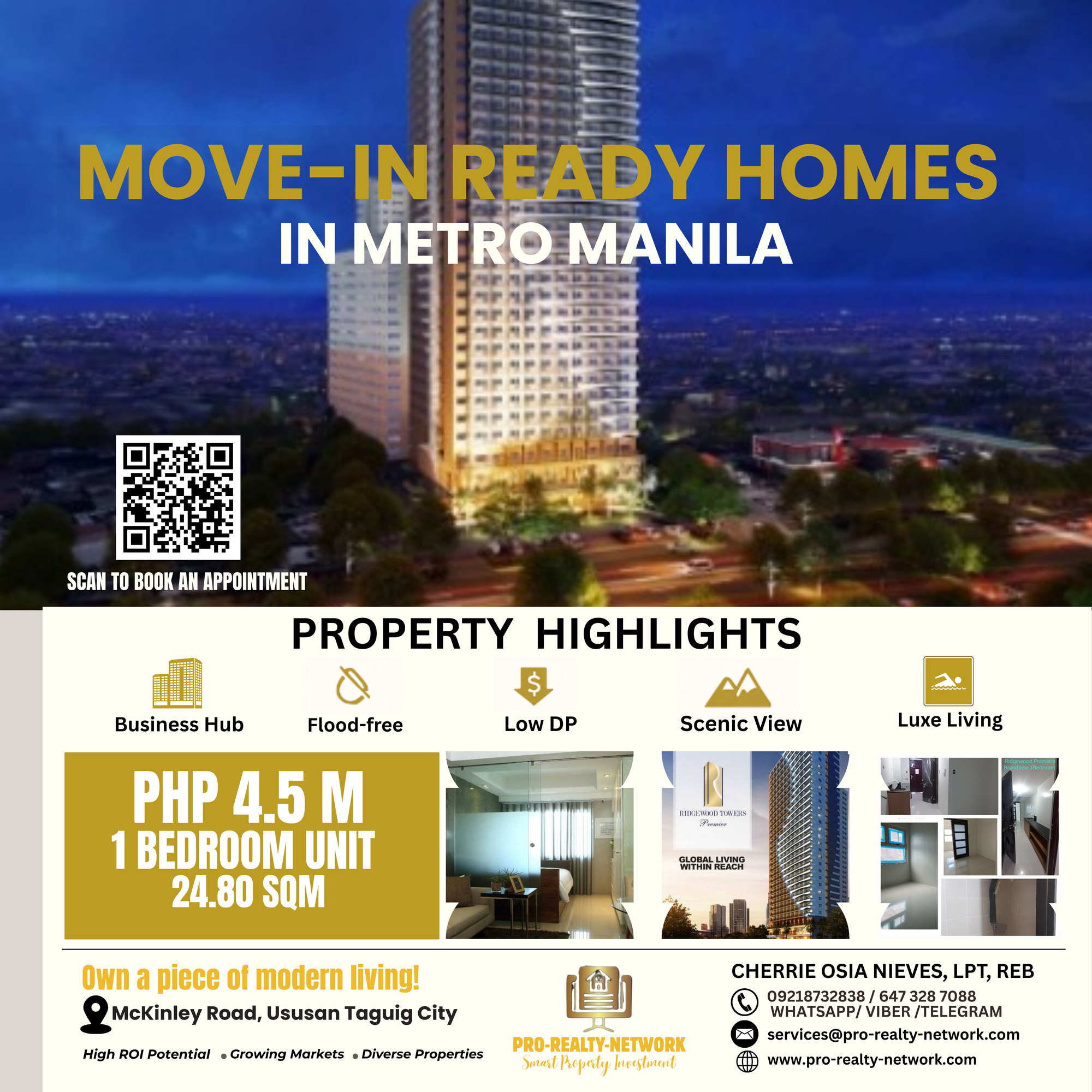 Move-In Ready Homes in Metro Manila – ₱4.5M for a 1-Bedroom Unit at Ridgewood Towers Premiere!
