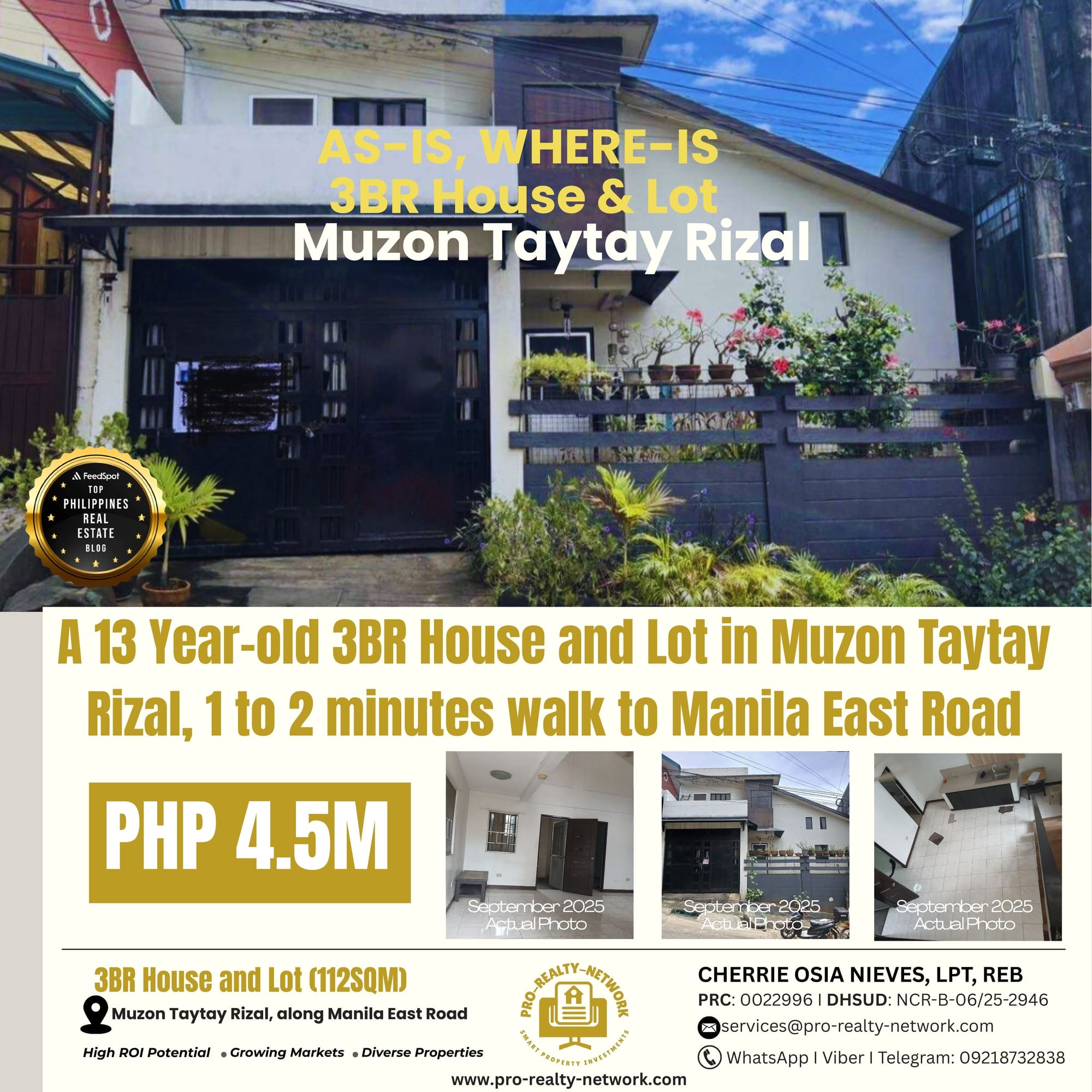 For Sale: Spacious 3-Bedroom House & Lot in Glenwood Subdivision, Muzon, Taytay - P4.5M  📌