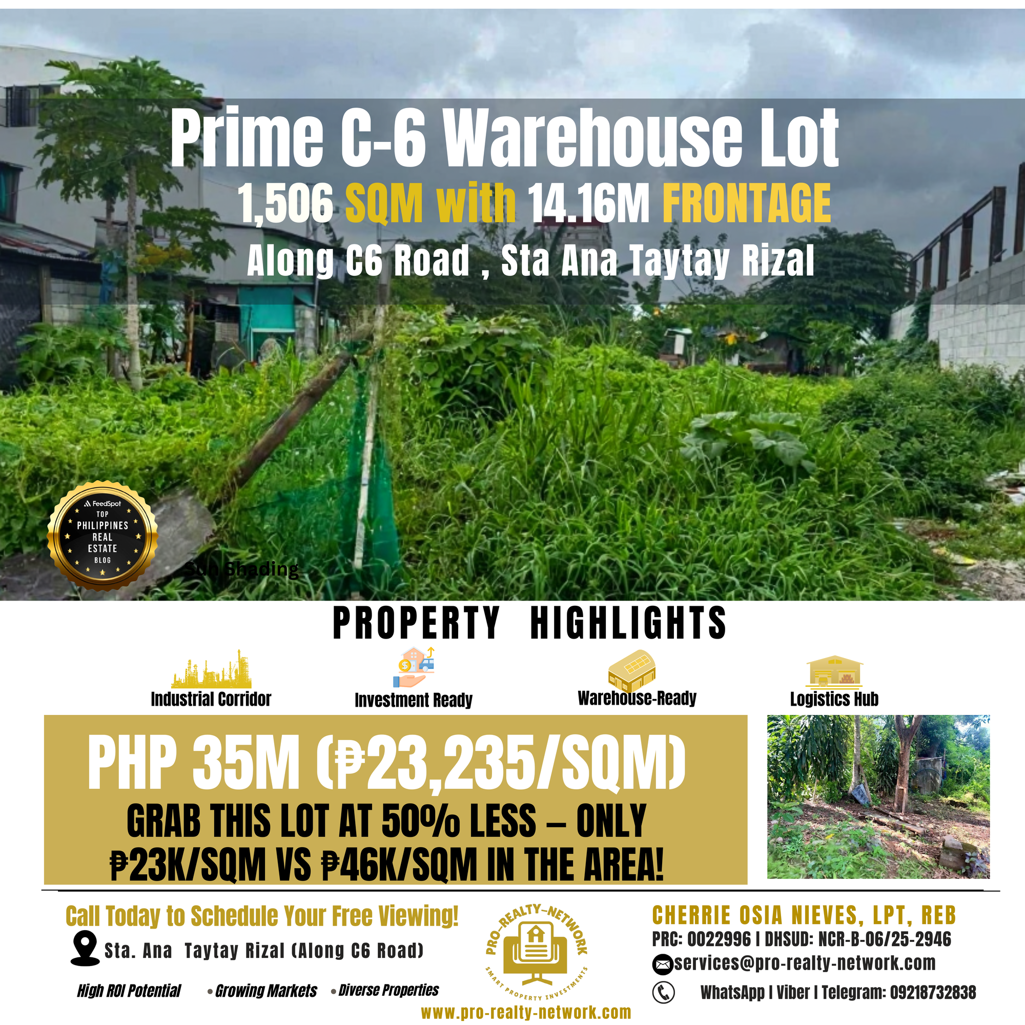 Prime C-6 Warehouse Lot — 1,506 sqm with 14.16m Frontage | Along C6 Road