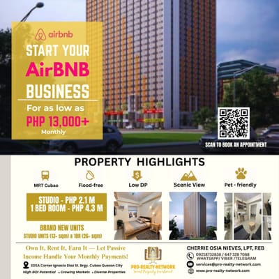 Start Your Airbnb Business with Move-In Ready Condominium Units in Cubao, Quezon City – Unlock the Power of Passive Income!
