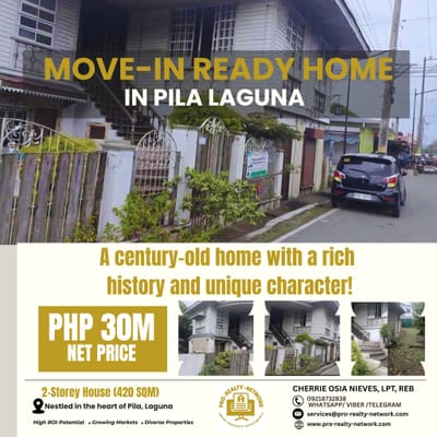 🏠Own a Timeless Treasure: 100-Year-Old Heritage House for Sale in Pila, Laguna