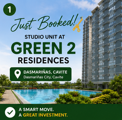 Another Milestone for Smart Investors: A Studio Unit Successfully Booked at Green 2 Residences, Dasmariñas, Cavite