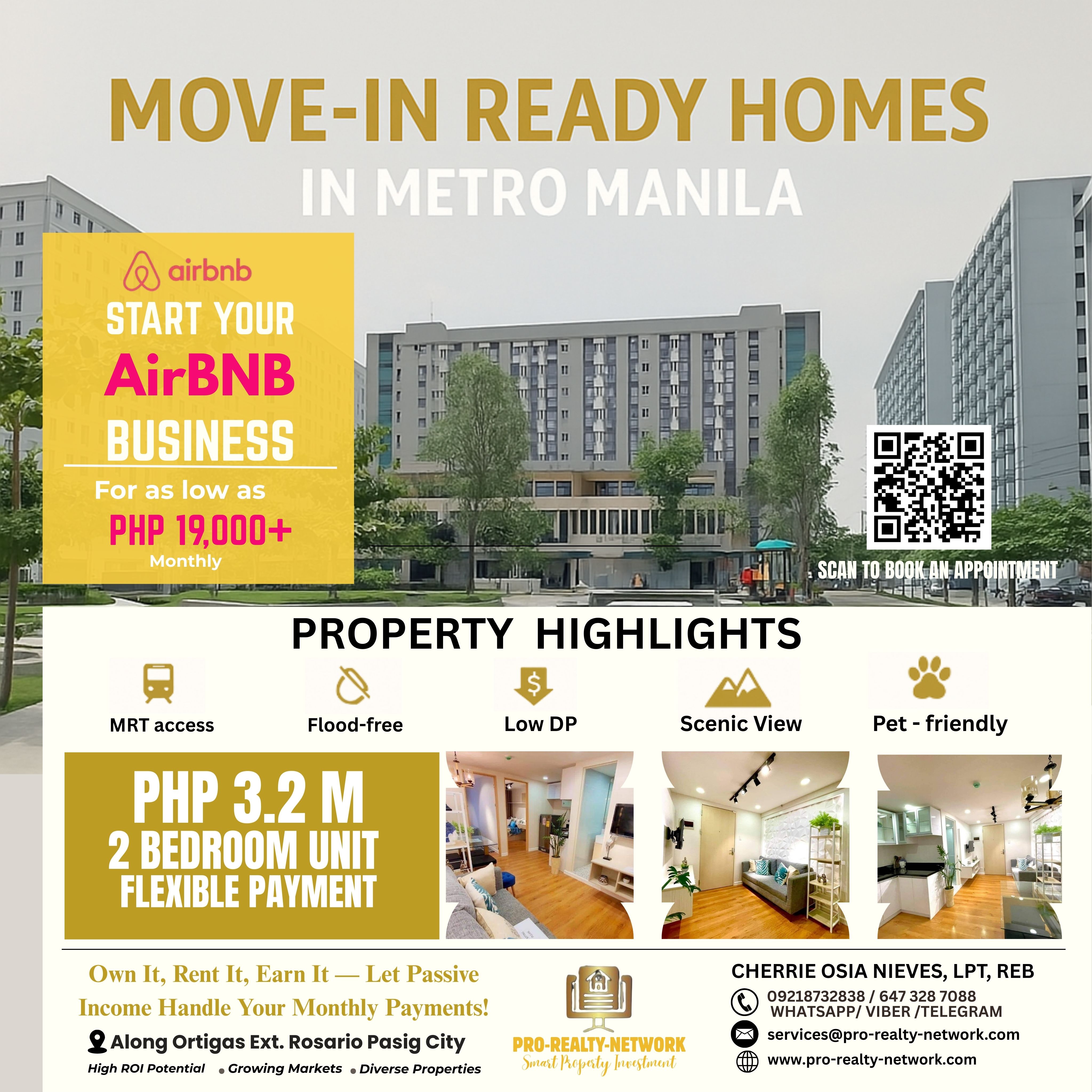 🔑 Ready to Own Your Income-Generating Condo? Let your home pay for itself. Whether you're an OFW, real estate investor, or first-time buyer, this is your chance to secure a city property that generates profit while appreciating in value.    📲 Contact:  Cherrie Osia Nieves, REB, LPT  📞 0921 873 2838  📧 services@pro-realty-network.com  🌐 www.pro-realty-network.com    🏢 Visit Urban Deca Homes  Today and See the 2BR Unit for Yourself!
