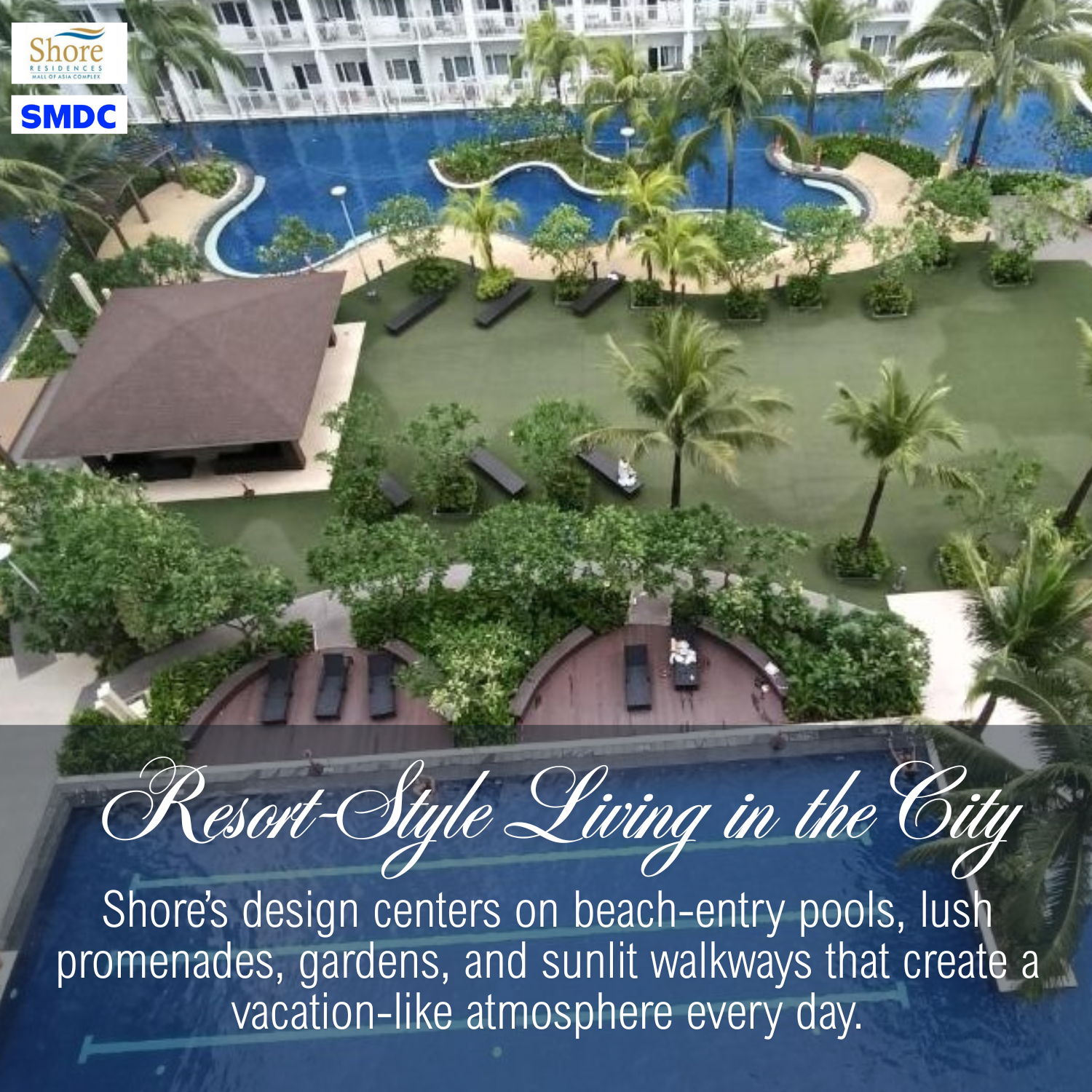 Resort-inspired swimming pools and leisure amenities at Shore Residences MOA