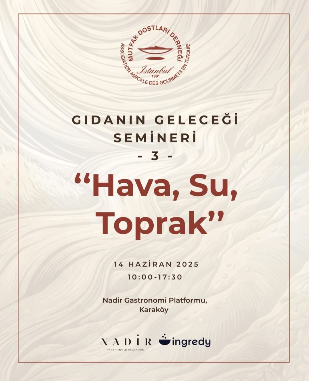 Gıdanın Geleceği Seminerleri Devam Ediyor:Mutfak Dostları Derneği'nden "Gıdanın Geleceği-3-Hava, Su, Toprak" Semineri