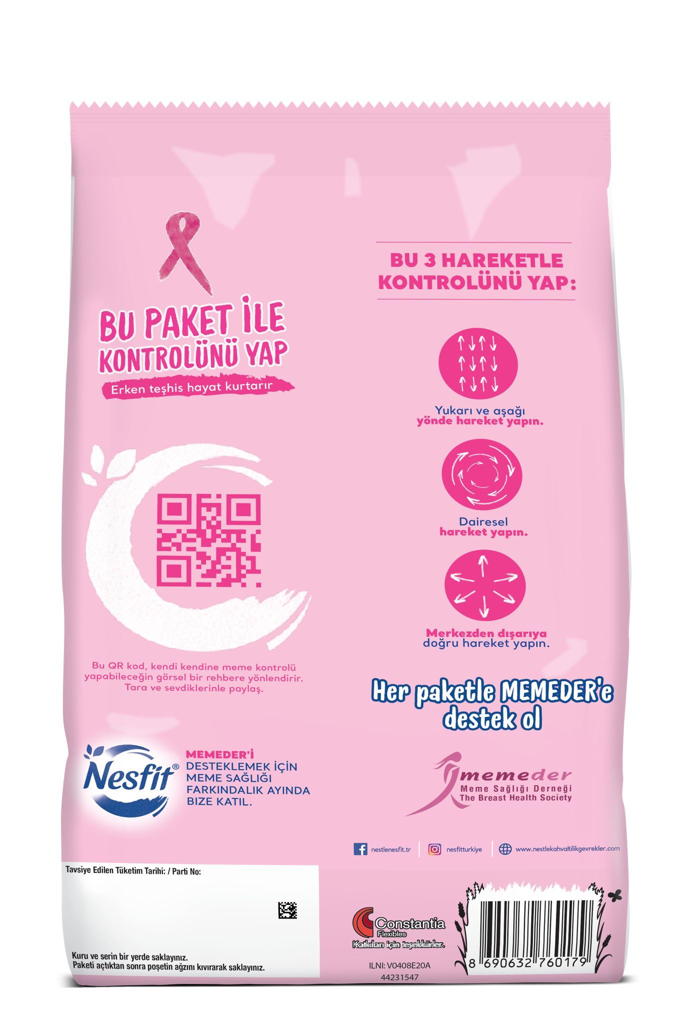 NESFIT Pembe Kurdele 13. Yılında Kendi kendine muayene yönlendirmeleri paketlerde